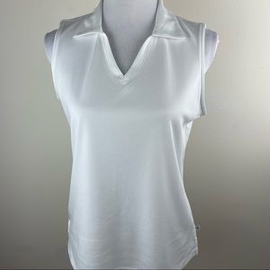 Lady Hagen White Sleeveless V-neck Golf Shirt Sz M